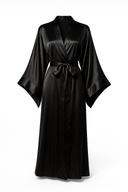 SİYAH SATEN YARASA KOL KİMONO