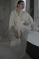 EKRU SATEN FRANSIZ DANTELLİ 3'lü SET