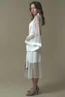 BEYAZ RENK IŞILTILI TAŞ DETAYLI TRANSPARAN KİMONO