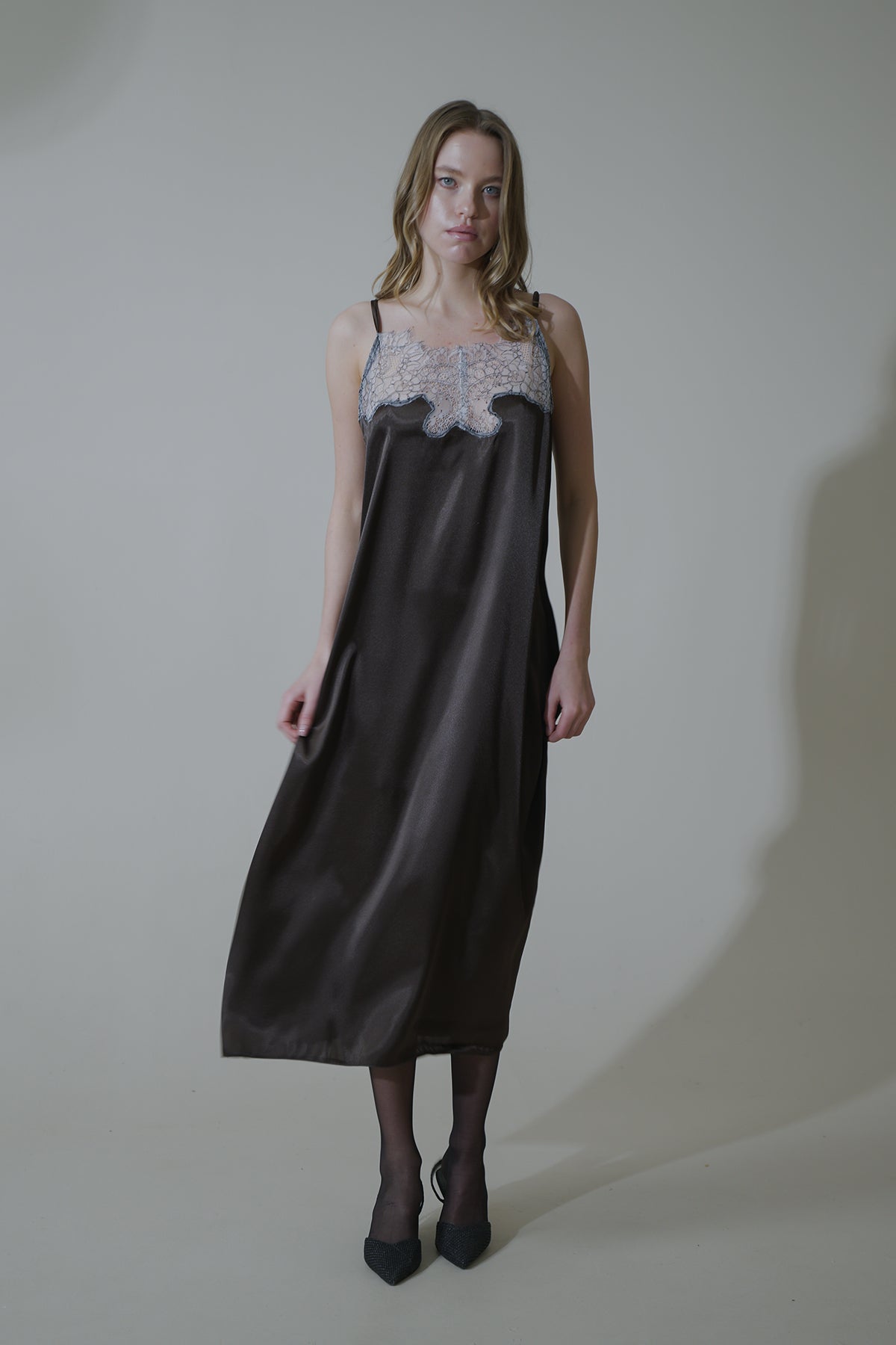 ACI KAHVE SATEN FRANSIZ DANTELLİ GECELİK