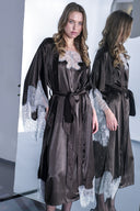 ACI KAHVE FRANSIZ DANTELLİ YARASA KOL KİMONO