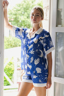LACİVERT SATEN GÖMLEKLİ ŞORTLU PİJAMA TAKIMI