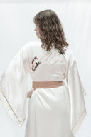 EKRU YARASA KOL GOLD BİYELİ KİMONO