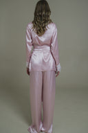 PUDRA SATEN ŞAL YAKA KİMONO-PANTOLON TAKIM