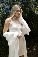 BEYAZ SATEN FRANSIZ DANTELLİ GECELİK