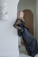 SİYAH ORGANZE ŞAL YAKA CEKET