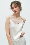 BEYAZ SATEN ASKILI PİJAMA TAKIMI