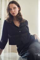 SİYAH DANTELLİ GÖMLEKLİ PİJAMA TAKIMI