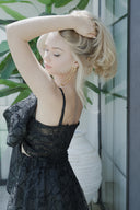 SİYAH ORGANZE CROP-ETEK TAKIM