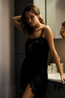 SİYAH SATEN DANTELLİ BABYDOLL