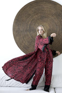 KIRMIZI LEOPAR DESENLİ YARASA KOL KİMONO