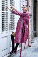 BROKAR KUMAŞ PEMBE DESENLİ CEKET KİMONO