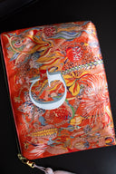 TURUNCU RENK DESENLİ CLUTCH ÇANTA