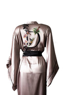 SÜTLÜ KAHVE SİYAH BİYELİ YARASA KOL KİMONO