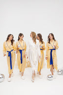 SARI ÇİZGİLİ ŞAL YAKA GOFRE KİMONO