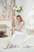 BEYAZ FRANSIZ DANTELLİ ASKILI-ETEK TAKIM