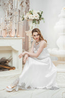 BEYAZ FRANSIZ DANTELLİ ASKILI-ETEK TAKIM