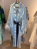 MAVİ SATEN YARASA KOL KİMONO