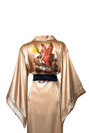 GOLD YARASA KOL SİYAH BİYELİ KİMONO