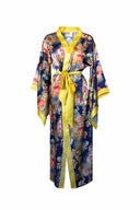 ÇİÇEK DESENLİ SATEN YARASA KOL KİMONO