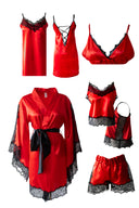 5'li Kırmızı Sevgililer Günü Pijama Seti