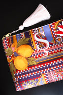 LİMON DESENLİ CLUTCH ÇANTA