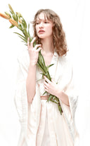 EKRU YARASA KOL GOLD BİYELİ KİMONO