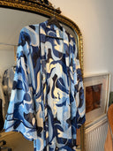 MAVİ DESENLİ ŞİFON DÜZ KOL KİMONO