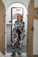 SATEN ŞAL YAKA KİMONO-PANTOLON TAKIM