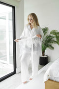 FRANSIZ DANTELLİ KETEN KİMONO-PANTOLON TAKIM