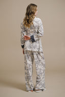 GRİ KADİFE PELUŞ DETAYLI KİMONO-PANTOLON TAKIM