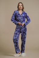 LACİVERT KADİFE GÖMLEKLİ PİJAMA TAKIMI