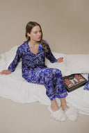 LACİVERT KADİFE GÖMLEKLİ PİJAMA TAKIMI