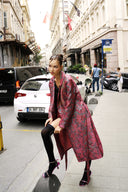 BROKAR KUMAŞ PEMBE DESENLİ CEKET KİMONO