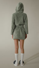 YEŞİL RENK KAPUŞONLU PELUŞ SABAHLIK