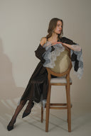 ACI KAHVE FRANSIZ DANTELLİ YARASA KOL KİMONO