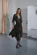 ACI KAHVE FRANSIZ DANTELLİ YARASA KOL KİMONO