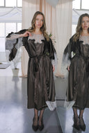 ACI KAHVE FRANSIZ DANTELLİ YARASA KOL KİMONO