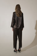 ACI KAHVE SATEN GÖMLEKLİ PİJAMA TAKIMI