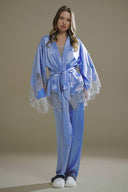 MAVİ SATEN FRANSIZ DANTELLİ 3'lü SET