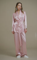 PUDRA SATEN ŞAL YAKA KİMONO-PANTOLON TAKIM