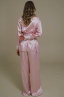 PUDRA SATEN ŞAL YAKA KİMONO-PANTOLON TAKIM