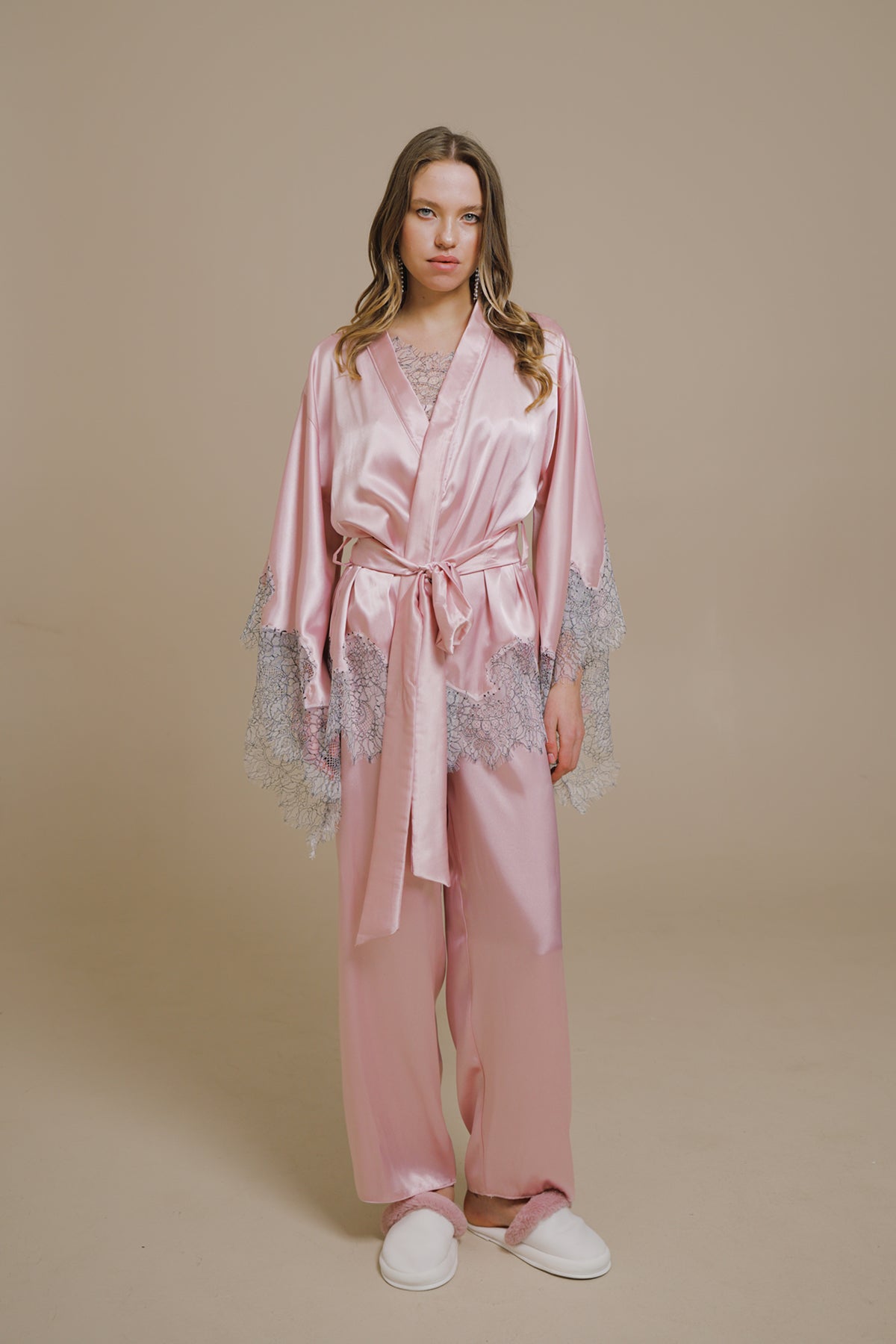 PUDRA SATEN FRANSIZ DANTELLİ 3'lü SET