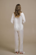 BEYAZ SATEN DANTELLİ GÖMLEKLİ PİJAMA TAKIMI