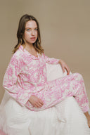 PEMBE KADİFE GÖMLEKLİ PİJAMA TAKIMI