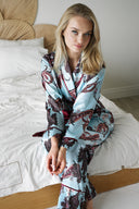 SATEN ŞAL YAKA KİMONO-PANTOLON TAKIM