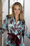 SATEN ŞAL YAKA KİMONO-PANTOLON TAKIM