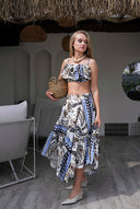 LASTİKLİ KETEN ETEK-CROP TAKIM