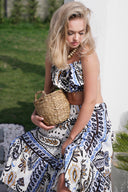 LASTİKLİ KETEN ETEK-CROP TAKIM