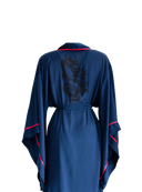 LACİVERT YARASA KOL KIRMIZI BİYELİ KİMONO